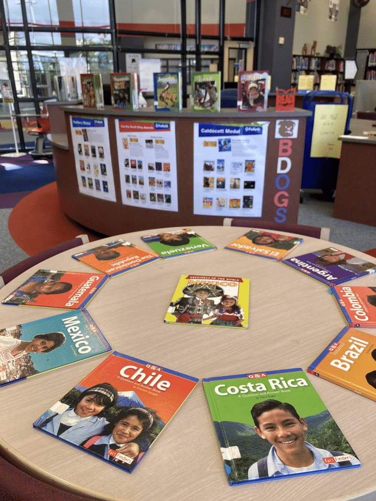 school library hispanic culture display