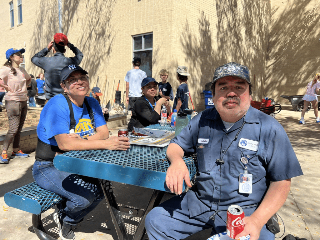 People from the community taking a break.