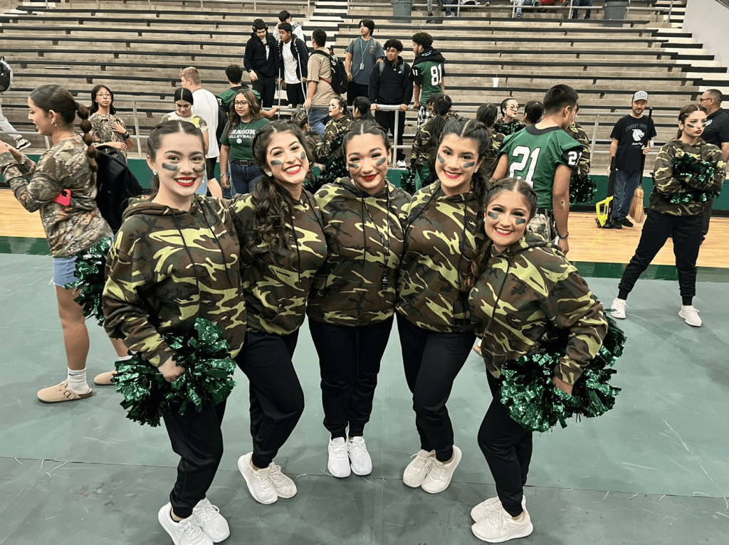 Dance team posing at pep rally